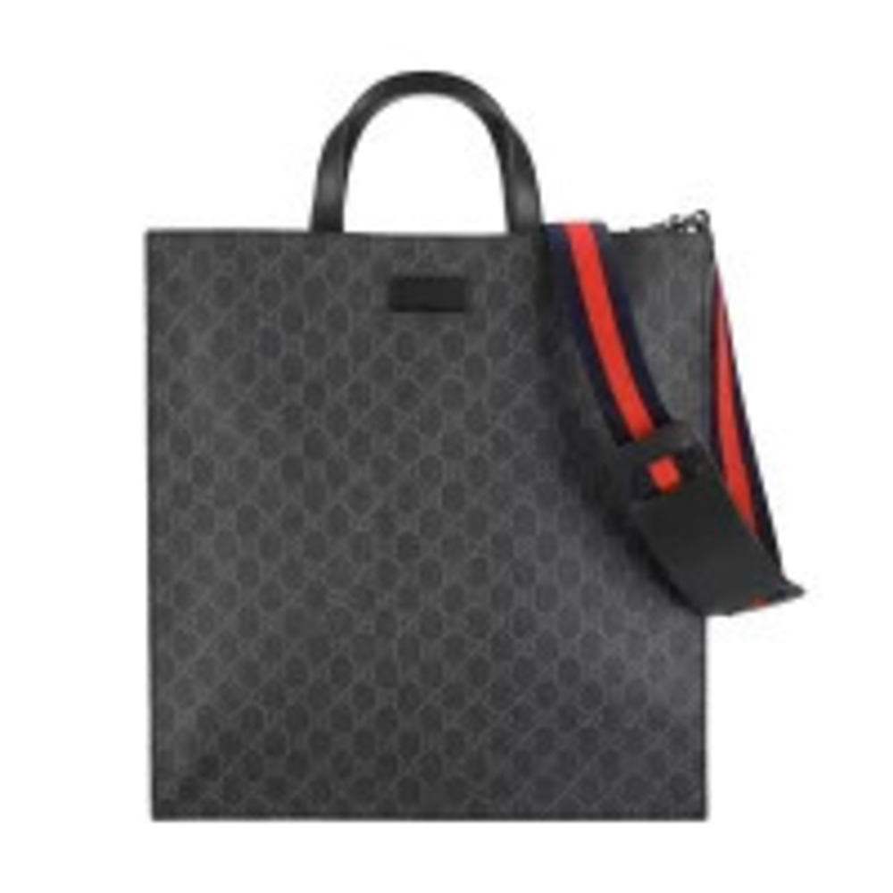Gucci Soft GG Supreme tote red blue Web strap